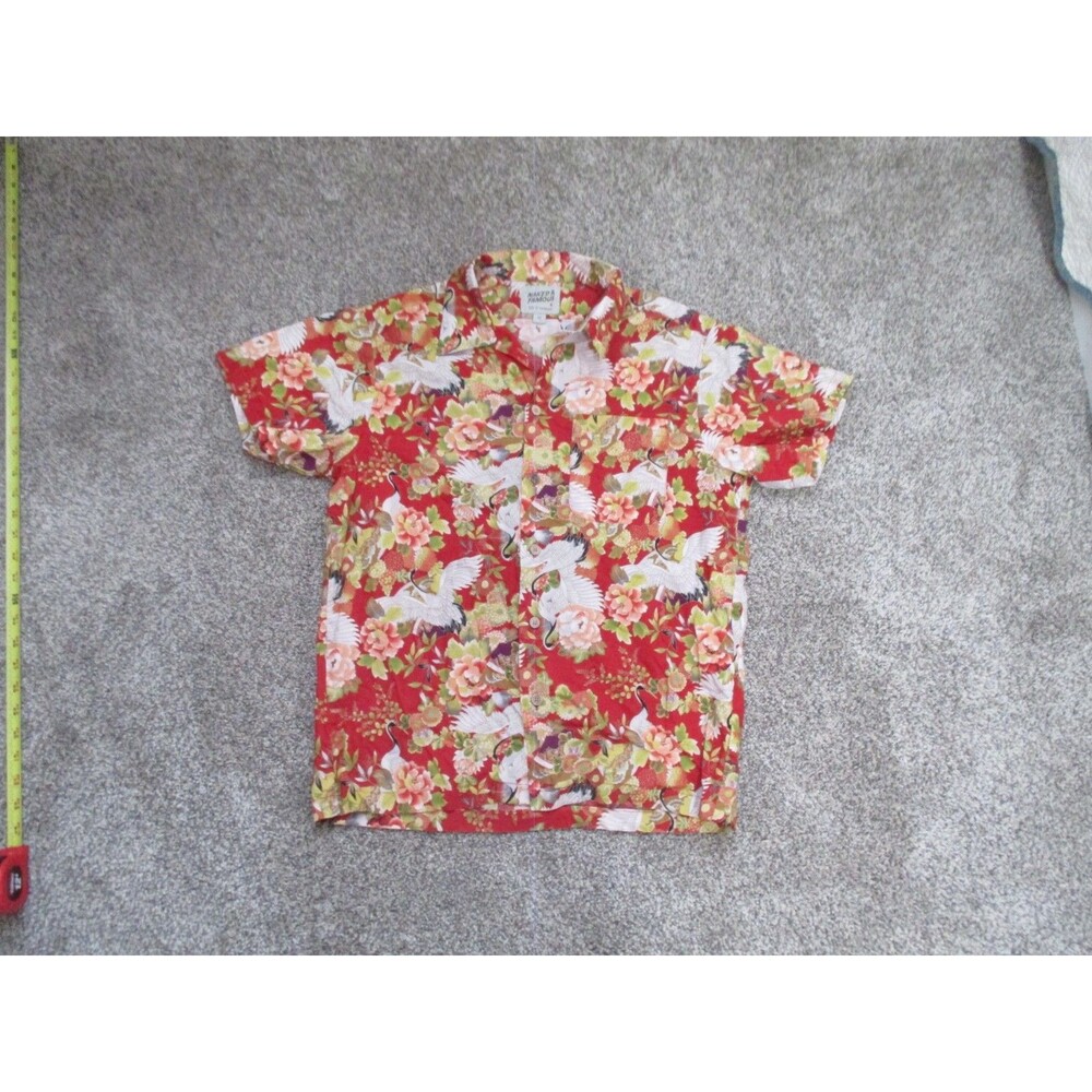 Naked & Famous Japan Cranes Festival Aloha Shirt M Made in Canada